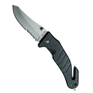 Zavírací nůž AUTO CLIP Mil-Tec® s kombinovaným ostřím - černý (Barva: Černá)