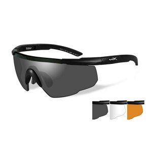 Střelecké brýle Wiley X® Saber Advanced, sada - černý rámeček, sada - čiré, kouřově šedé a oranžové Light Rust čočky (Barva: Černá, Čočky: )