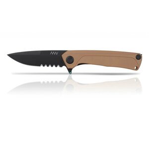 Zavírací nůž ANV® Z100 s kombinovaným ostřím G10 Liner Lock - Coyote rukojeť, černá čepel - DLC (Barva: Coyote, Varianta: Černá čepel - DLC)