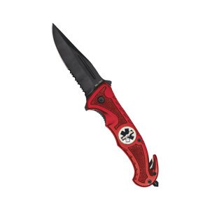 Zavírací nůž RESCUE Mil-Tec® s kombinovaným ostřím – černý – Červená (Barva: Červená)