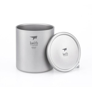 Titanový termohrnek s víčkem Keith® 600 ml (Barva: Stříbrná)
