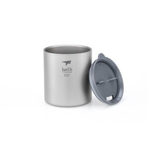 Titanový termohrnek s víčkem Mug Keith® 600 ml (Barva: Stříbrná)
