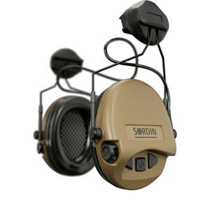 Elektronické chrániče sluchu Supreme Mil-Spec AUX Sordin®, ARC Rail Helmet – Písková (Barva: Písková)