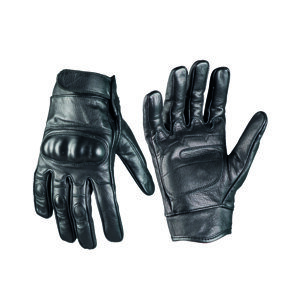 Kožené rukavice TACTICAL Mil-Tec® s plastovým chráničem – Černá (Barva: Černá, Velikost: M)