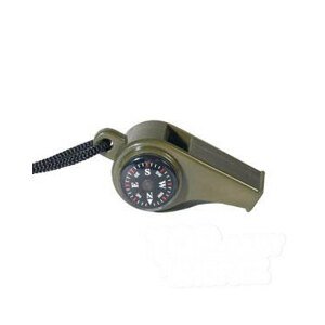 Survival píšťalka s kompasem a teploměrem Mil-Tec® - olivová